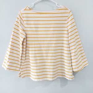 Old Navy White and Yellow Striped Boatneck Top